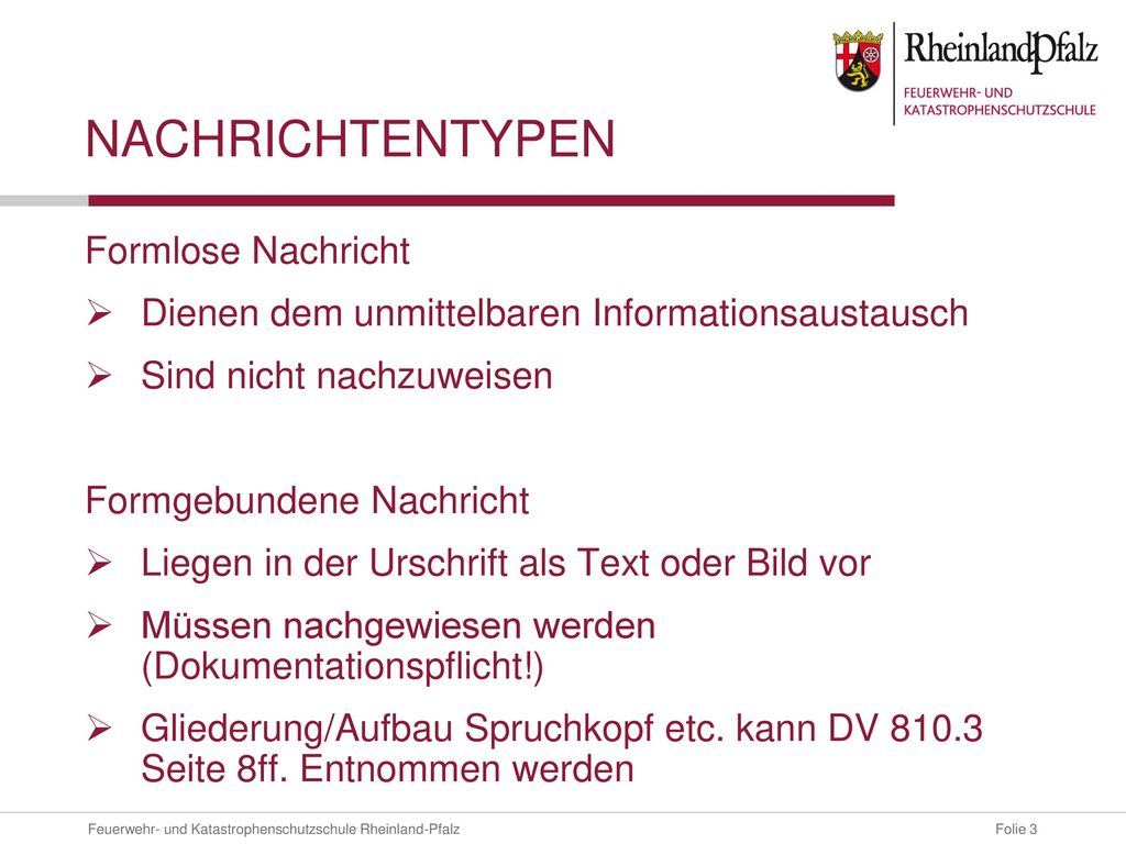 Nachrichtentypen Formlose Nachricht