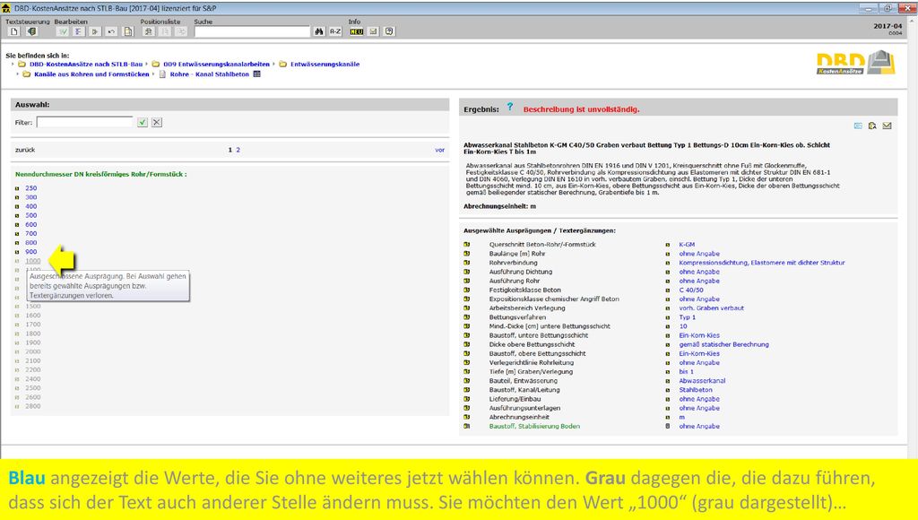 Blau angezeigt die Werte, die Sie ohne weiteres jetzt wählen können