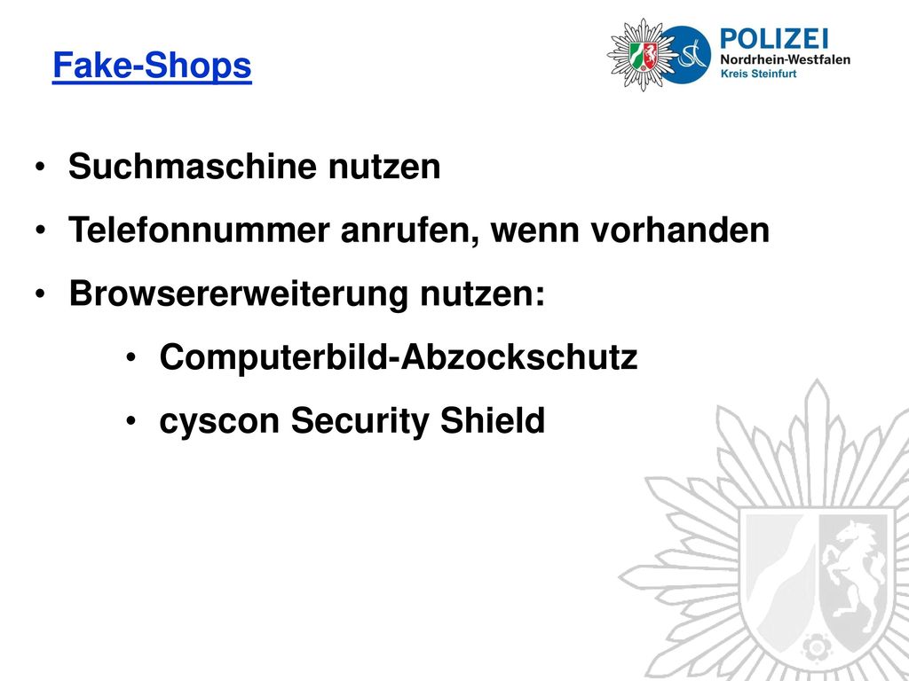 Fake-Shops Suchmaschine nutzen. Telefonnummer anrufen, wenn vorhanden. Browsererweiterung nutzen: