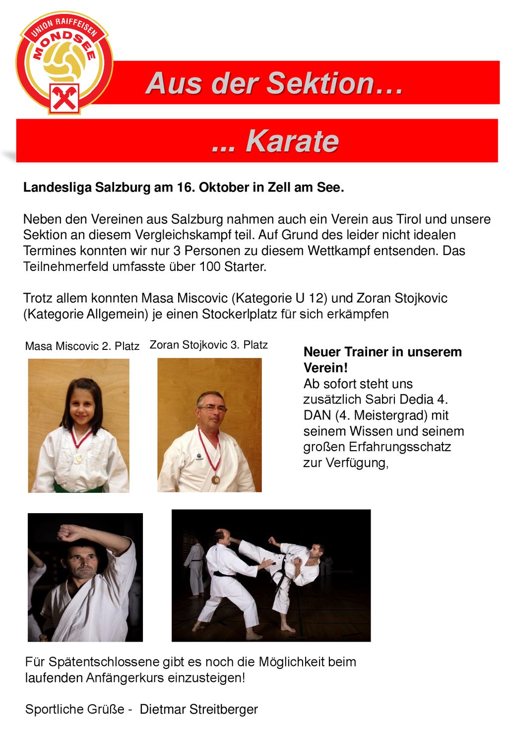 vs. Aus der Sektion… ... Karate Masa Miscovic 2. Platz