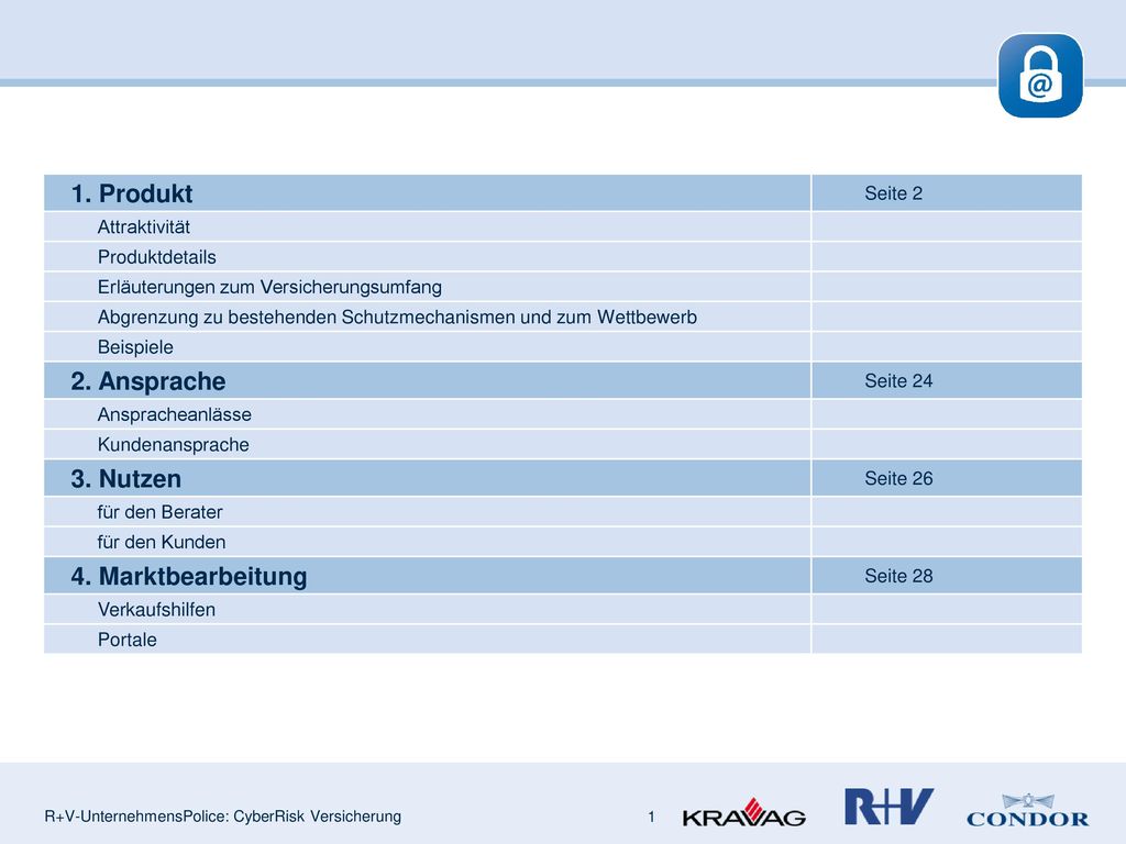1. Produkt 2. Ansprache 3. Nutzen 4. Marktbearbeitung Seite 2