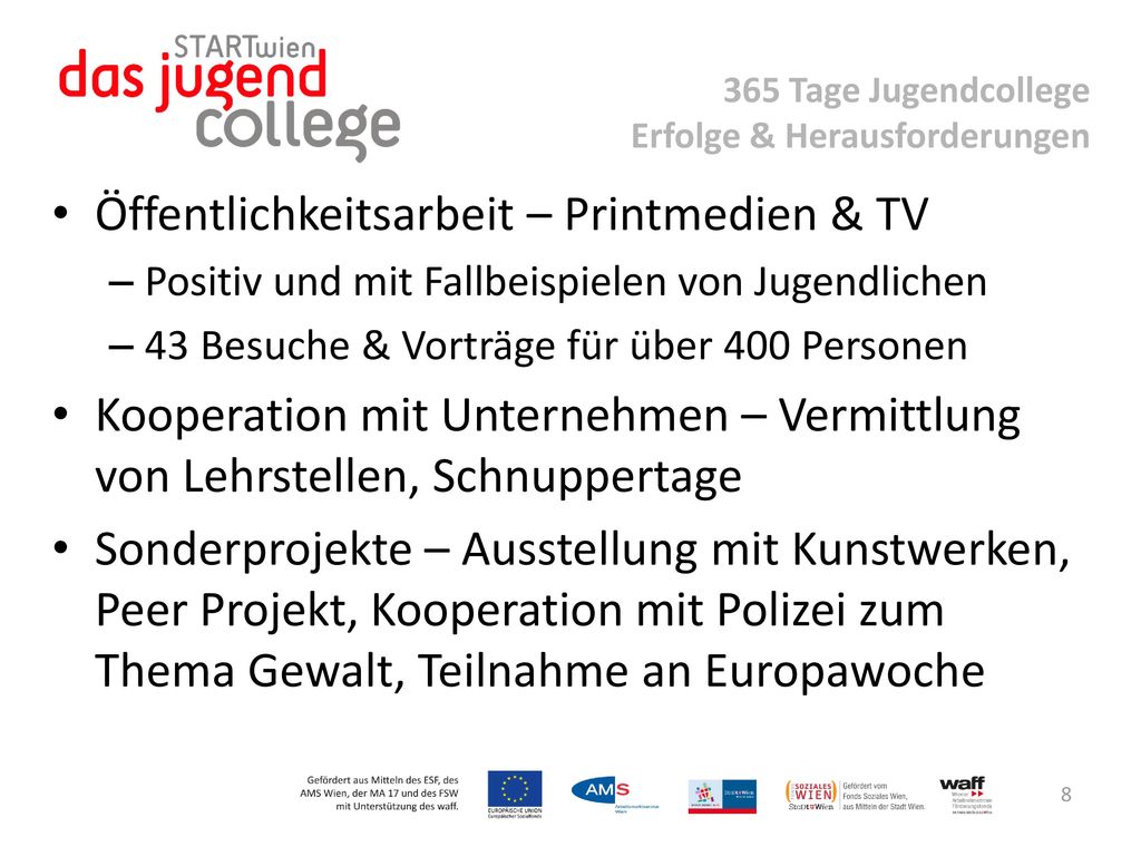 365 Tage Jugendcollege Erfolge & Herausforderungen