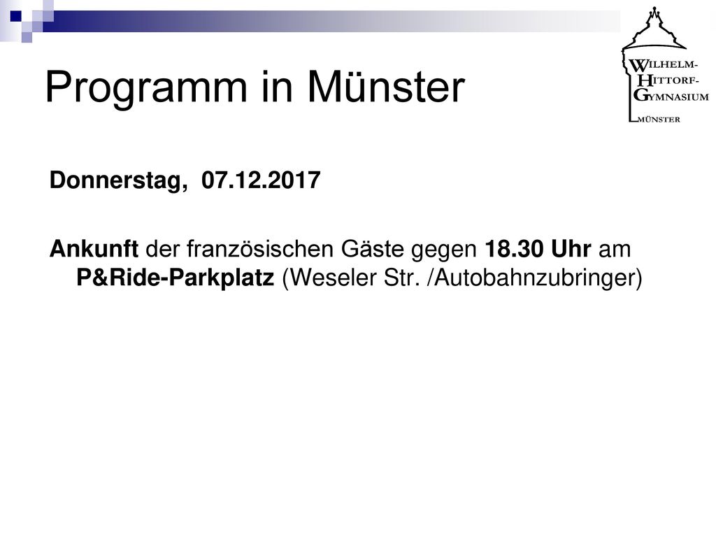 Programm in Münster Donnerstag,