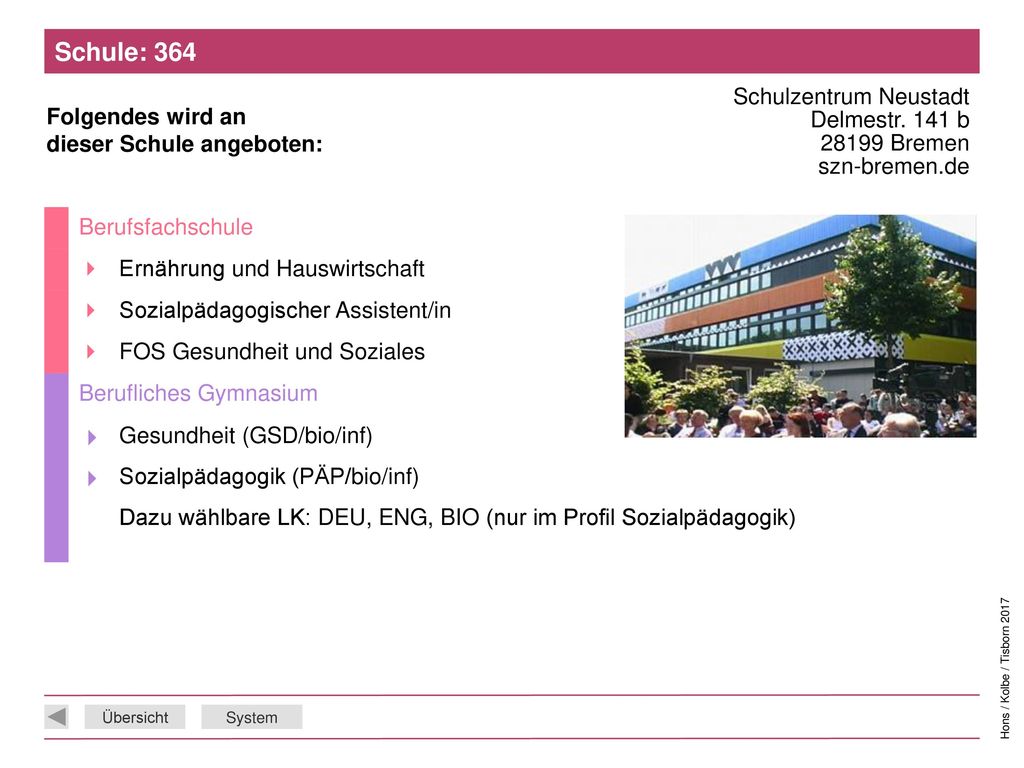 Schule: 364 Schulzentrum Neustadt Delmestr. 141 b Bremen szn-bremen.de. Berufsfachschule.