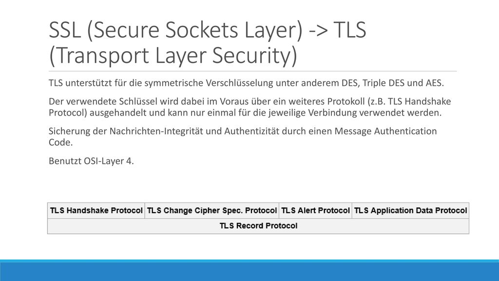 SSL (Secure Sockets Layer) -> TLS (Transport Layer Security)