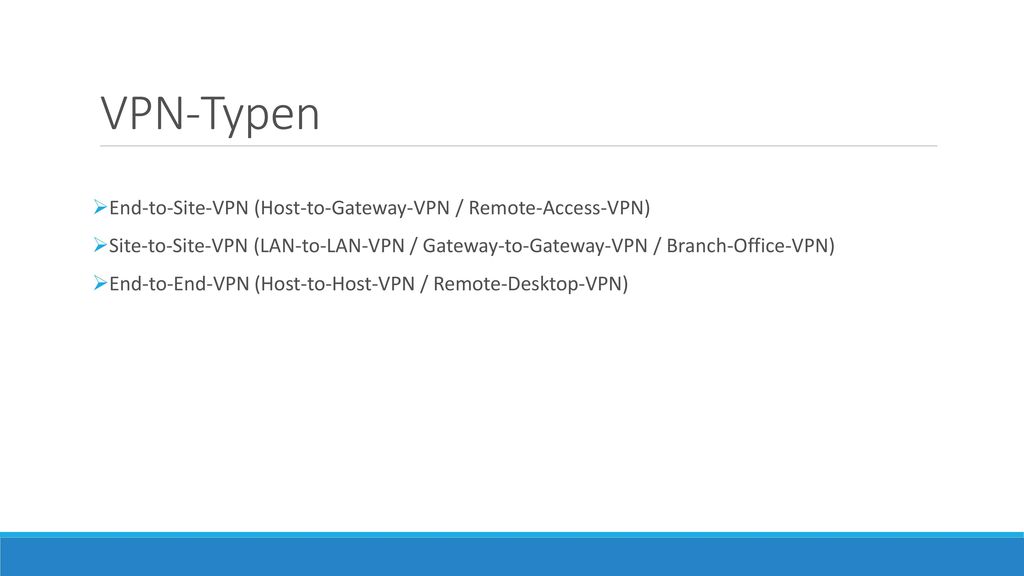 VPN-Typen End-to-Site-VPN (Host-to-Gateway-VPN / Remote-Access-VPN)