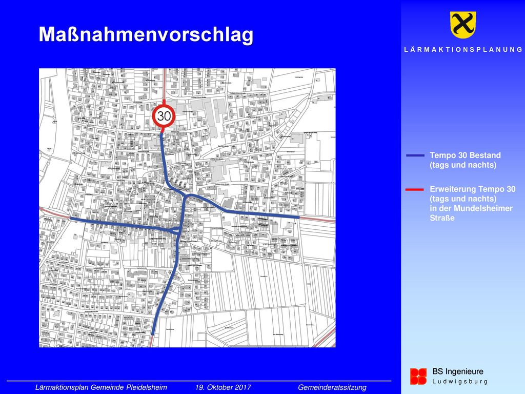 Maßnahmenvorschlag Tempo 30 Bestand (tags und nachts)