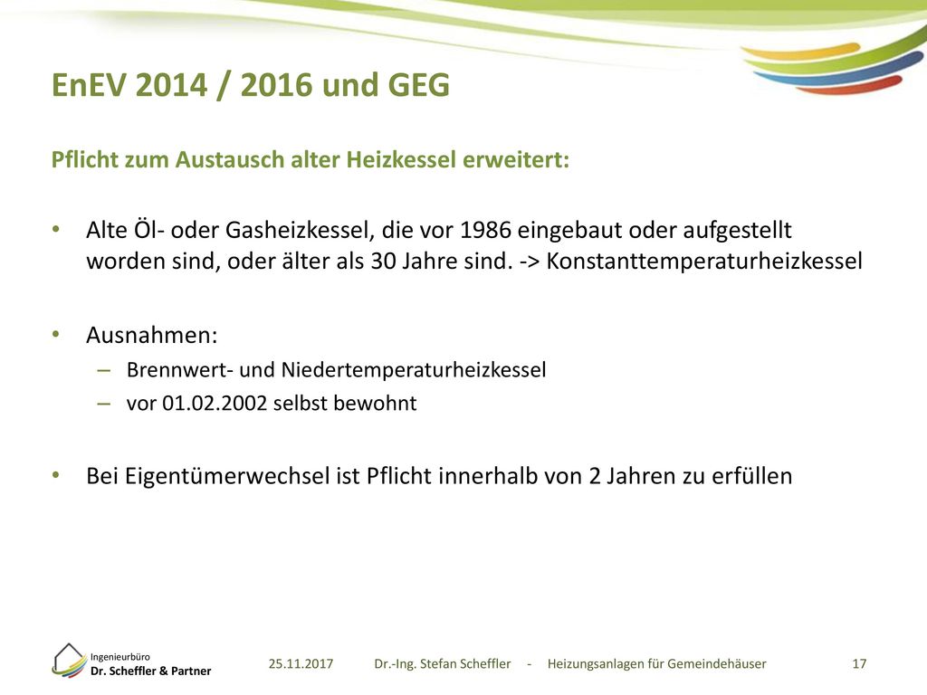 EnEV 2014 / 2016 und GEG Pflicht zum Austausch alter Heizkessel erweitert: