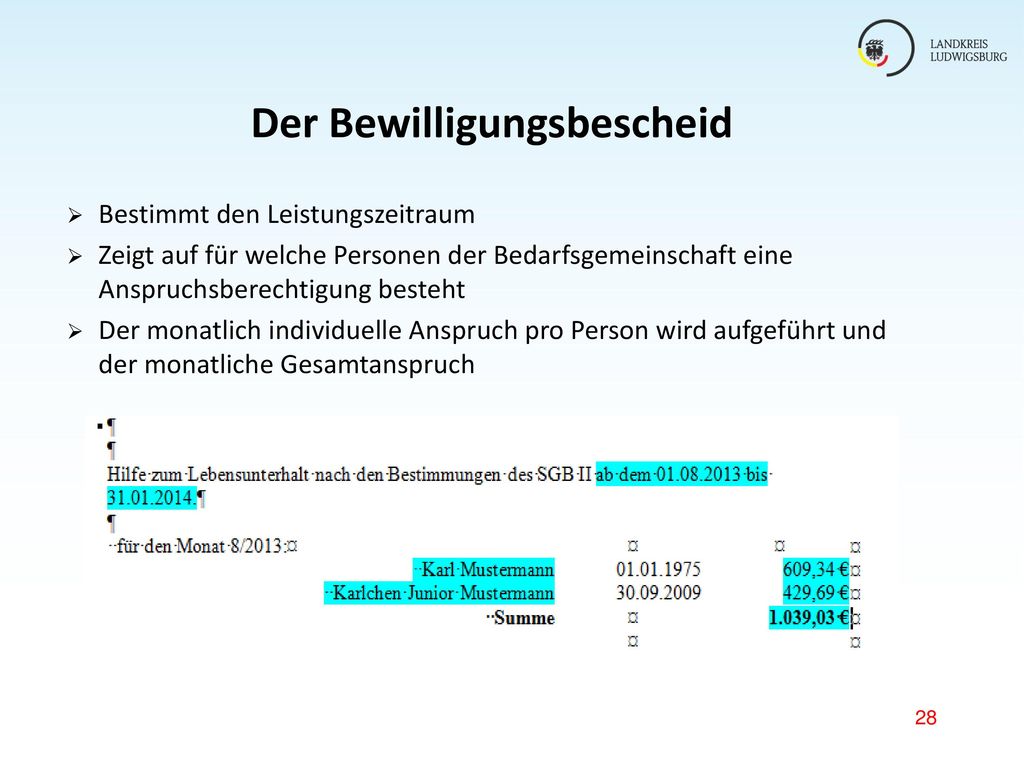 Jobcenter Landkreis Ludwigsburg Infoveranstaltung Arbeitskreis Asyl Modul Leistungsgewährung ppt