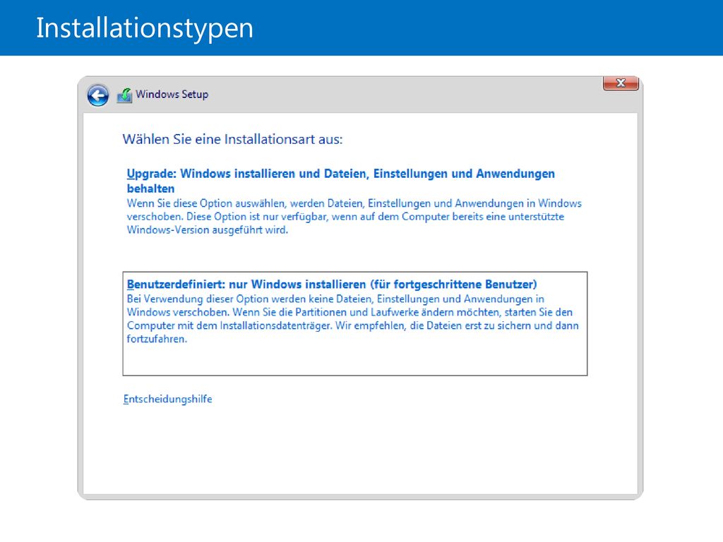 21410D Installationstypen 1: Bereitstellen und Verwalten von Windows Server 2012