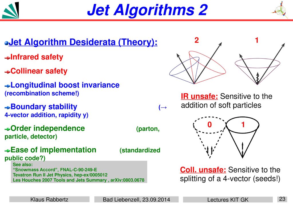 Jet Algorithms 2 Jet Algorithm Desiderata (Theory):