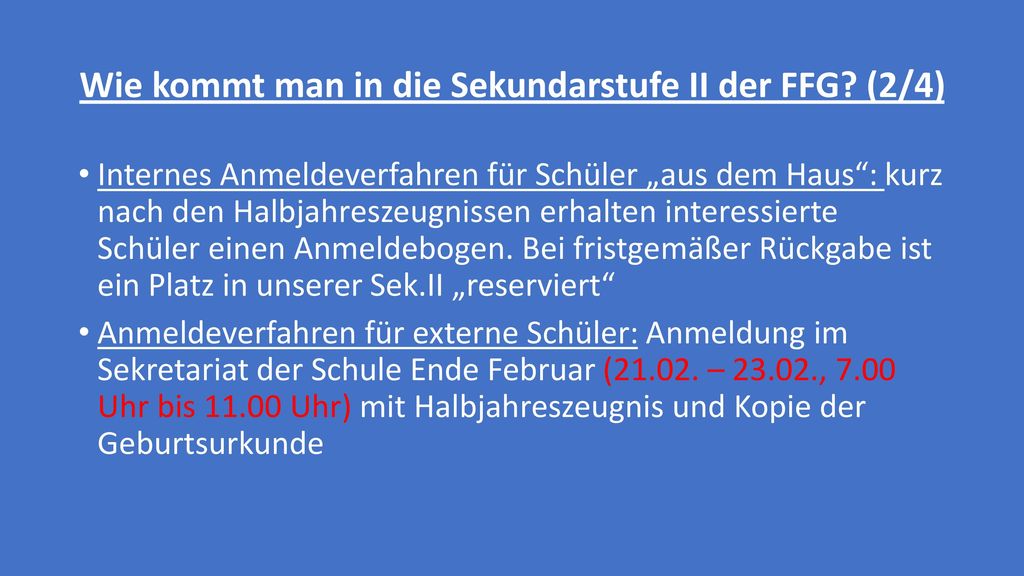 Wie kommt man in die Sekundarstufe II der FFG (2/4)