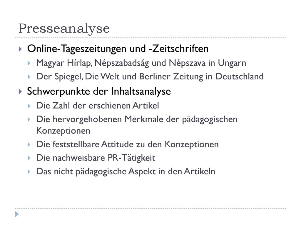 Presseanalyse Online-Tageszeitungen und -Zeitschriften