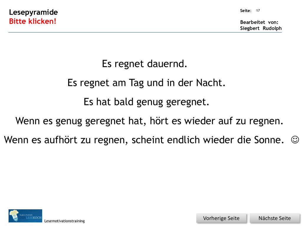 Es regnet am Tag und in der Nacht.