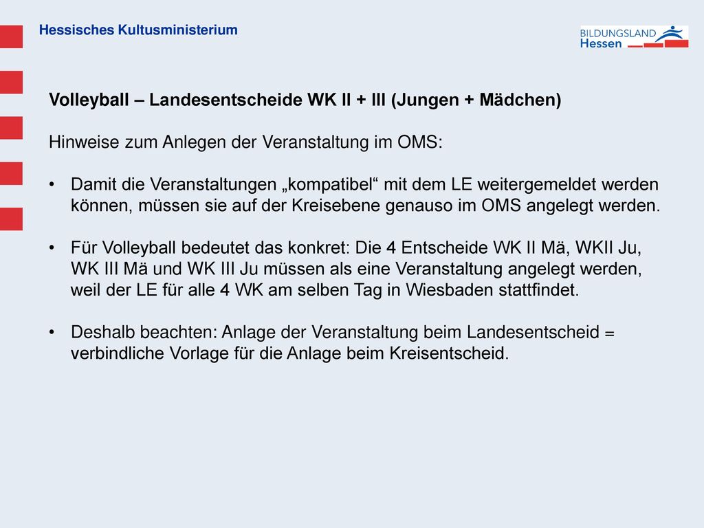 Volleyball – Landesentscheide WK II + III (Jungen + Mädchen)