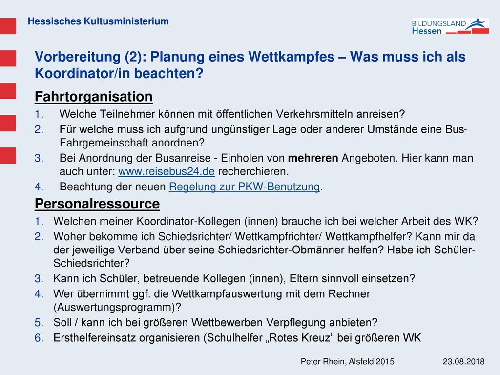 Vorbereitung (2): Planung eines Wettkampfes – Was muss ich als Koordinator/in beachten