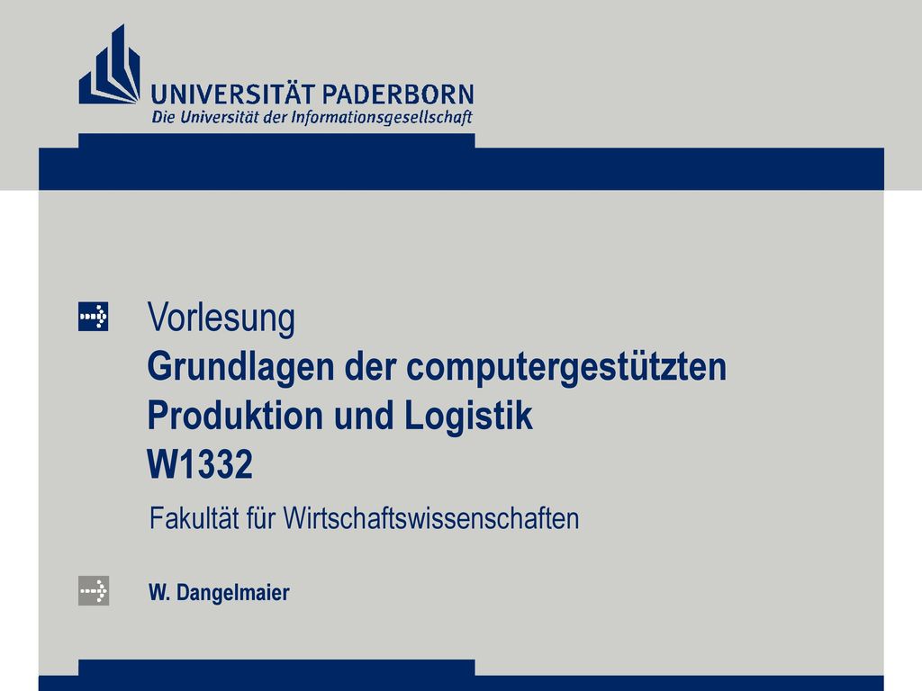 Grundlagen der computergestützten Produktion und Logistik W1332