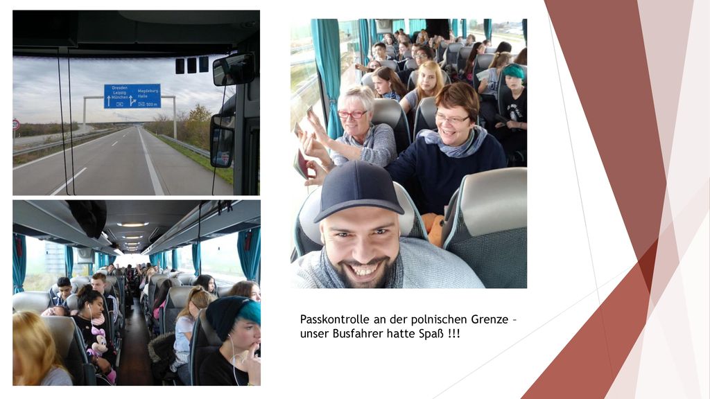 Passkontrolle an der polnischen Grenze – unser Busfahrer hatte Spaß !!!