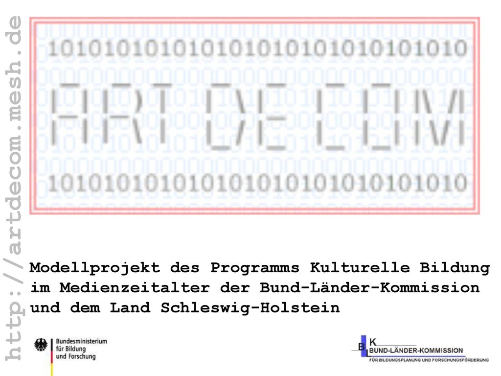 ArtDeCom-BLK Modellprojekt des Programms Kulturelle Bildung im Medienzeitalter der Bund-Länder-Kommission und dem Land Schleswig-Holstein.