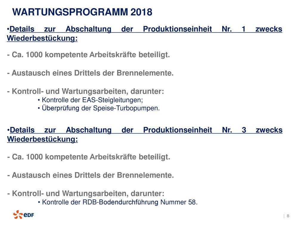 Details zur Abschaltung der Produktionseinheit Nr