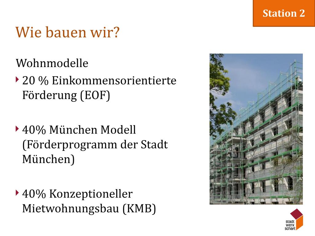 Wie bauen wir Wohnmodelle 20 % Einkommensorientierte Förderung (EOF)