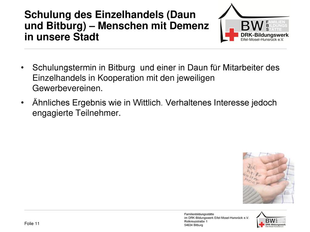 Schulung des Einzelhandels (Daun und Bitburg) – Menschen mit Demenz in unsere Stadt