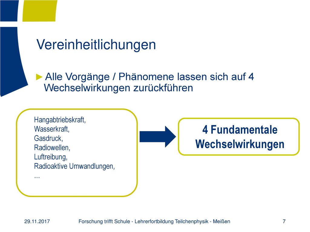 Forschung trifft Schule - Lehrerfortbildung Teilchenphysik - Meißen