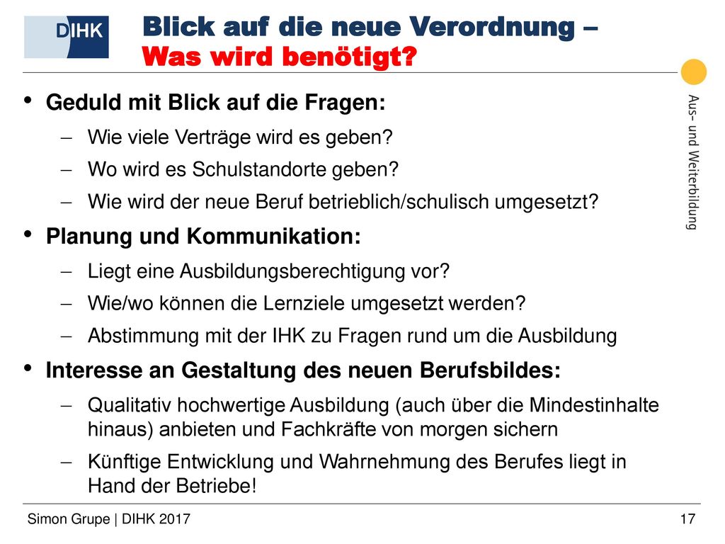 Blick auf die neue Verordnung – Was wird benötigt