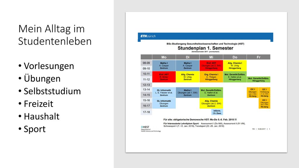 Mein Alltag im Studentenleben