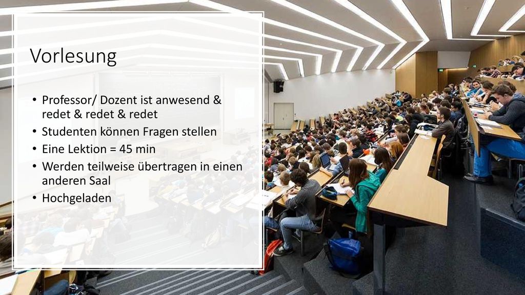 Vorlesung Professor/ Dozent ist anwesend & redet & redet & redet