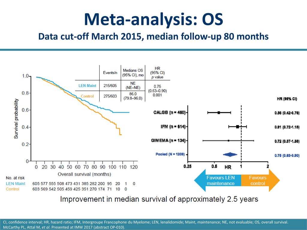 Meta-analysis: OS Data cut-off March 2015, median follow-up 80 months