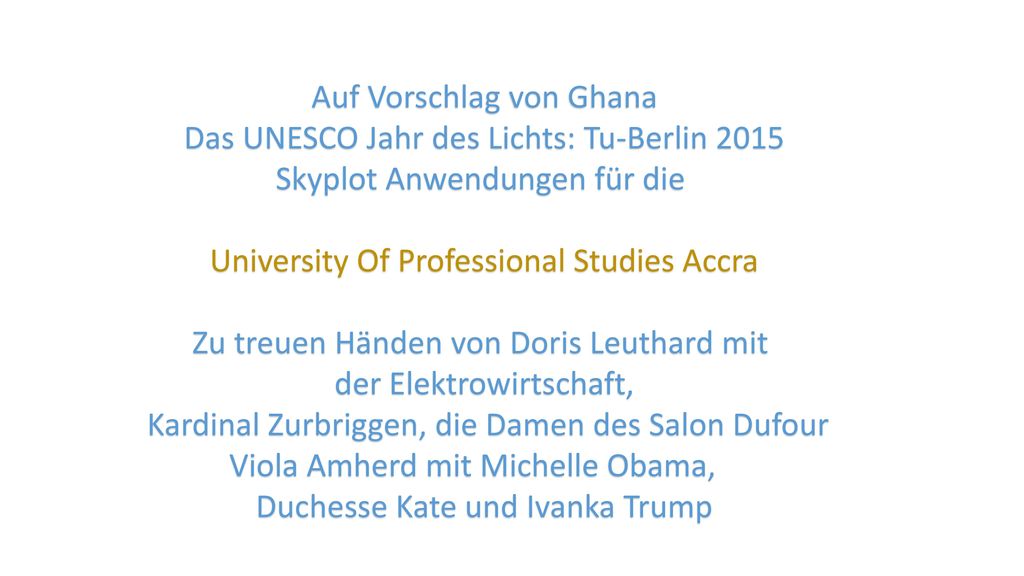Auf Vorschlag von Ghana Das UNESCO Jahr des Lichts: Tu-Berlin 2015
