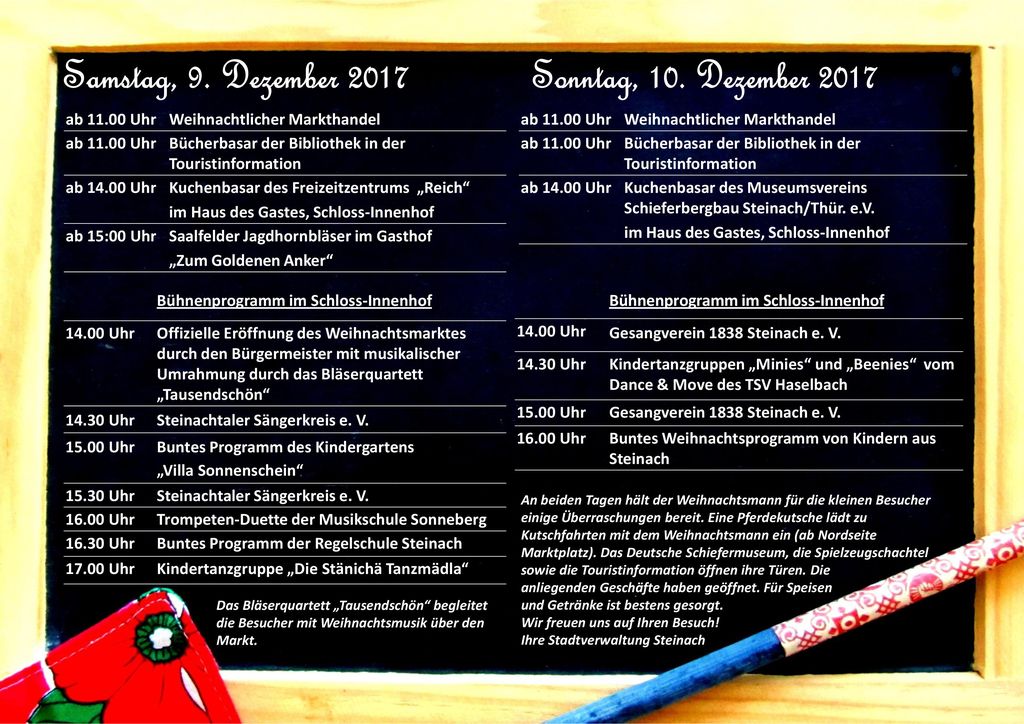 Samstag, 9. Dezember 2017 Sonntag, 10. Dezember 2017