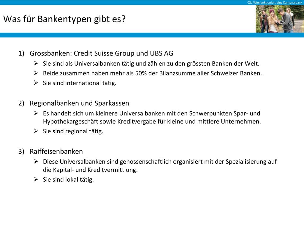 Was für Bankentypen gibt es