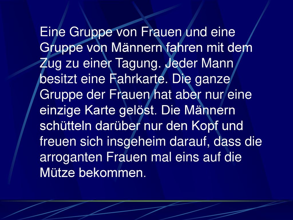 Eine Gruppe von Frauen und eine Gruppe von Männern fahren mit dem Zug zu einer Tagung.