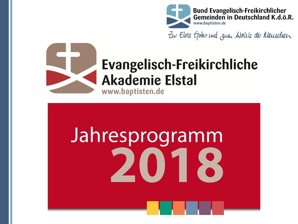 Die Evangelisch-Freikirchliche Akademie Elstal entwickelt und koordiniert Bildungsangebote für hauptamtliche und ehrenamtliche Mitarbeitende in den Gemeinden. Sie bietet in Elstal und in Gemeinden vor Ort Seminare, Fortbildungen und Fachtagungen zu den Bereichen Gottesdienst und Gemeindepraxis, Leitung und Gemeindeentwicklung, Mission und Integration, Seelsorge und Psychologie, Theologie und Gesellschaft und Familie und Generationen an.