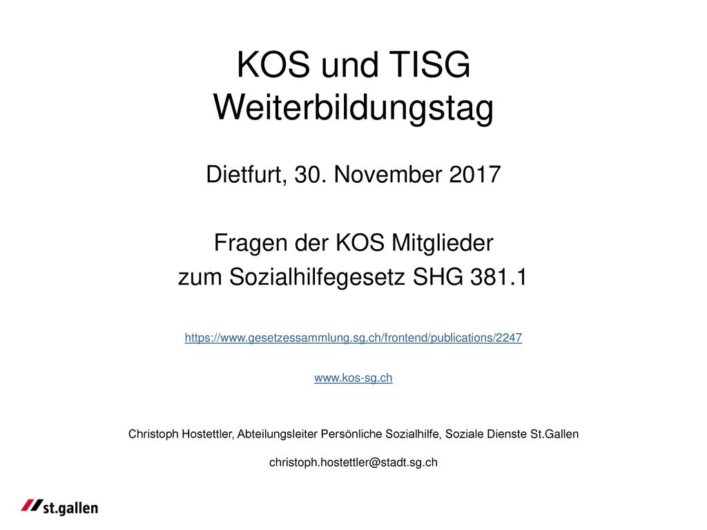 KOS und TISG Weiterbildungstag