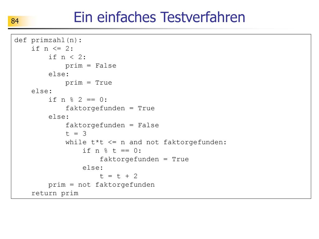 Ein einfaches Testverfahren