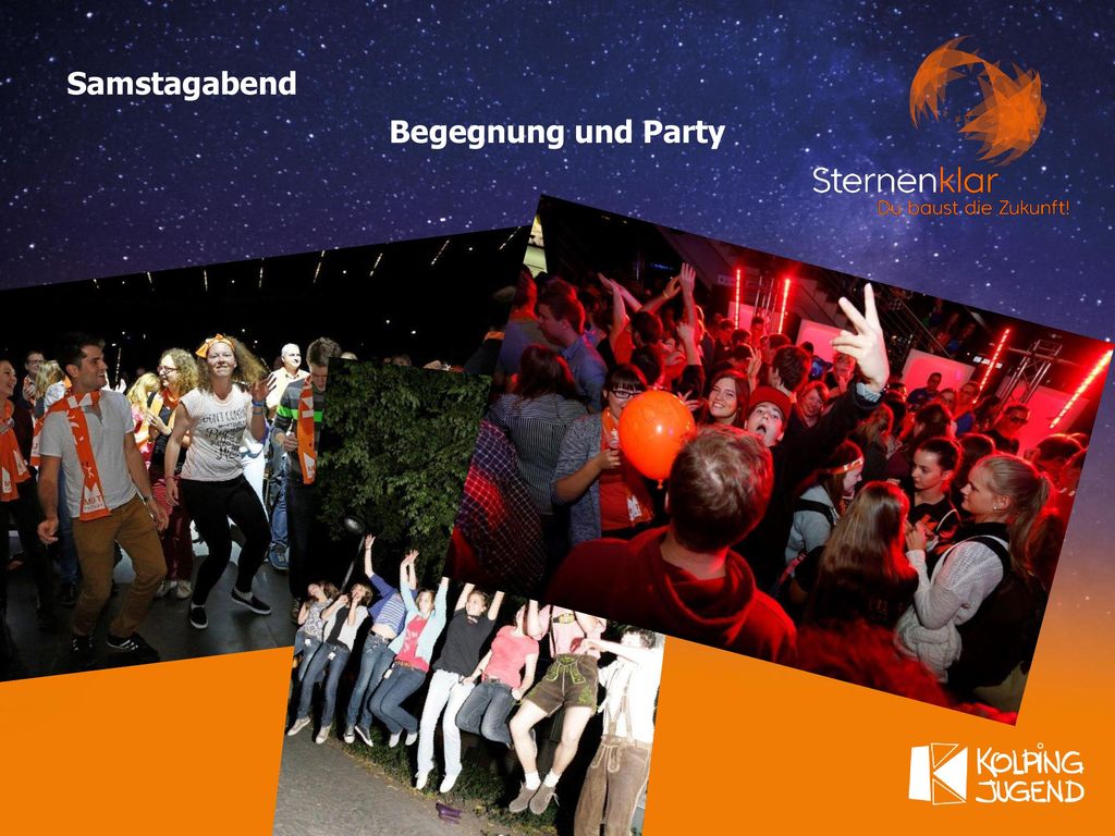 Samstagabend Begegnung und Party