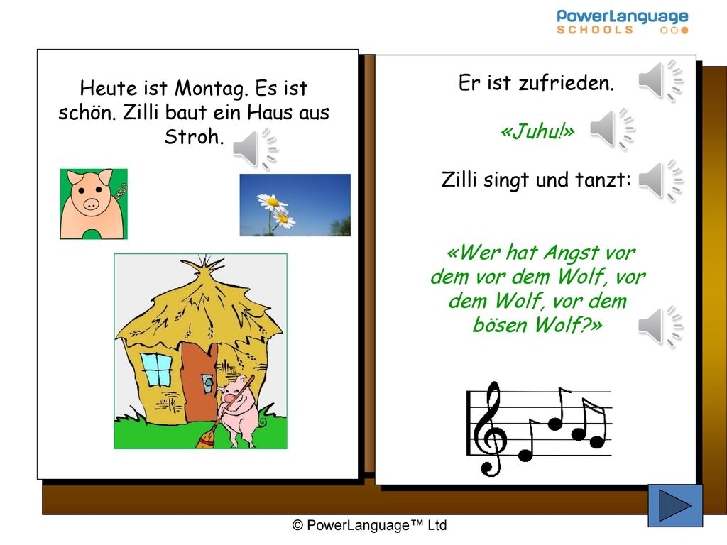 Heute ist Montag. Es ist schön. Zilli baut ein Haus aus Stroh.