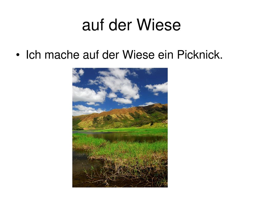auf der Wiese Ich mache auf der Wiese ein Picknick.