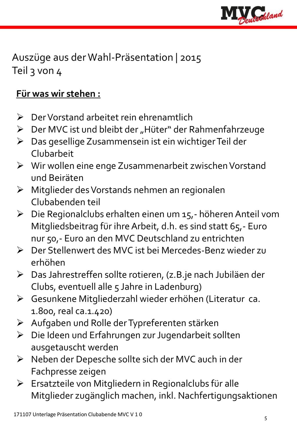 Auszüge aus der Wahl-Präsentation | 2015 Teil 3 von 4