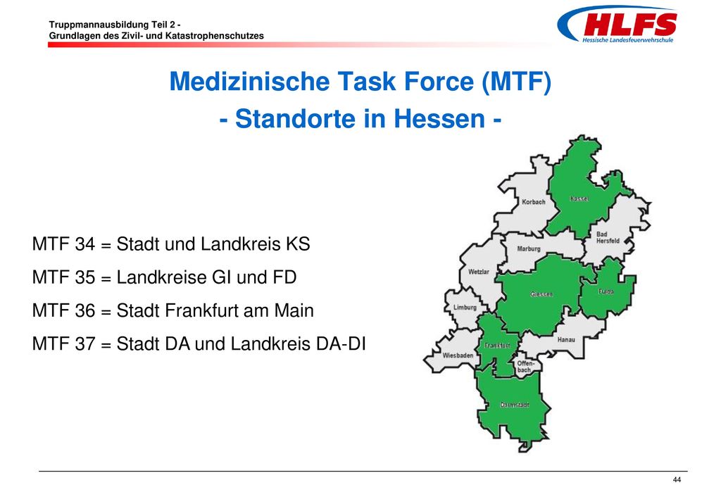 Medizinische Task Force (MTF) - Standorte in Hessen -