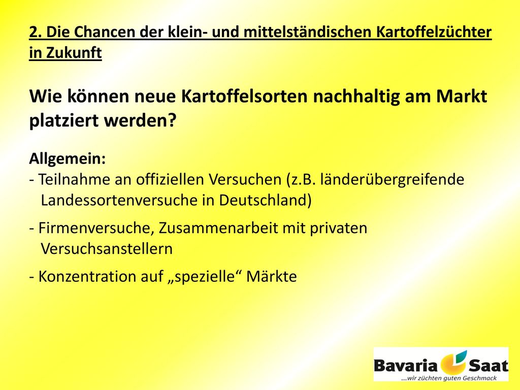 Wie können neue Kartoffelsorten nachhaltig am Markt platziert werden