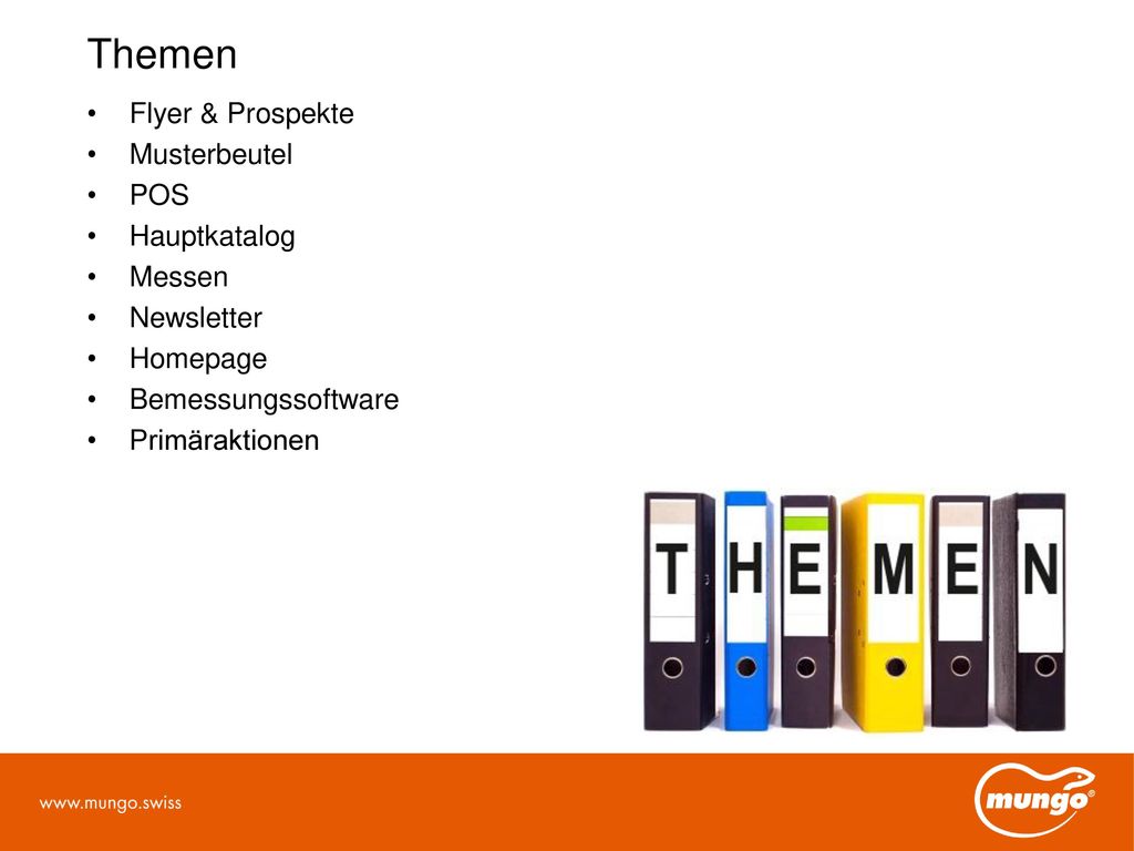 Themen Flyer & Prospekte Musterbeutel POS Hauptkatalog Messen