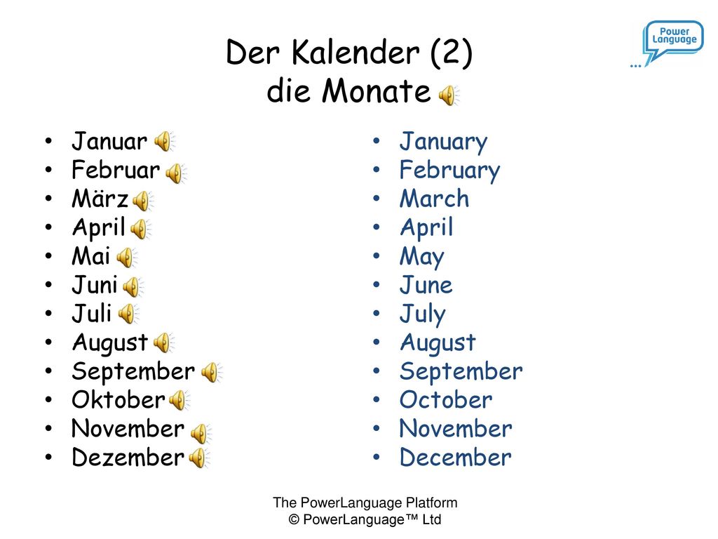 Der Kalender L3 GERMAN PRIMARY ppt herunterladen
