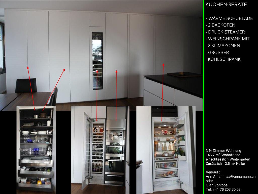 KÜCHENGERÄTE - WÄRME SCHUBLADE - 2 BACKÖFEN - DRUCK STEAMER - WEINSCHRANK MIT 2 KLIMAZONEN - GROSSER KÜHLSCHRANK