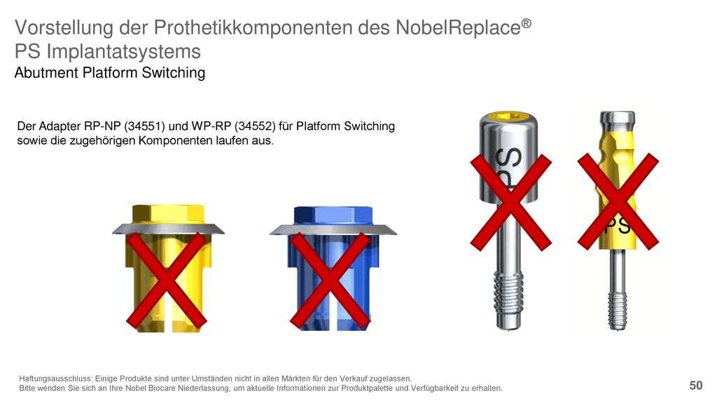 8/29/2018 Vorstellung der Prothetikkomponenten des NobelReplace® PS Implantatsystems. Abutment Platform Switching.