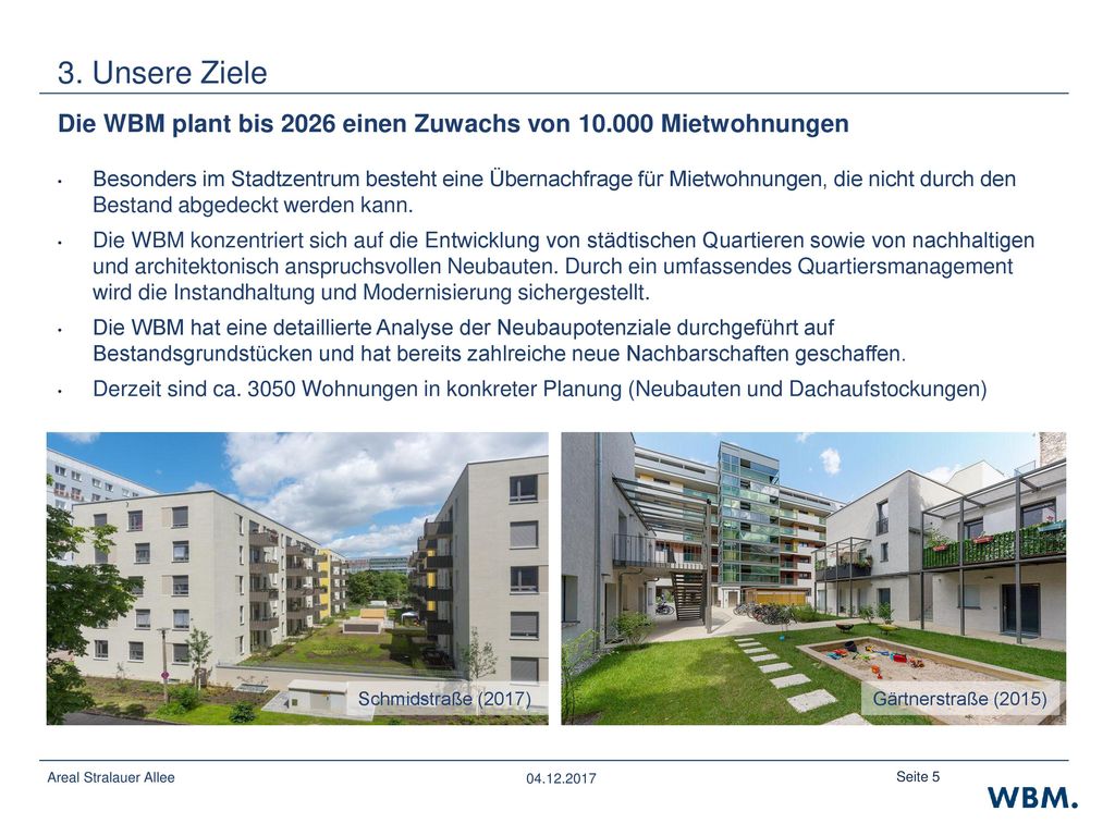 3. Unsere Ziele Die WBM plant bis 2026 einen Zuwachs von Mietwohnungen.