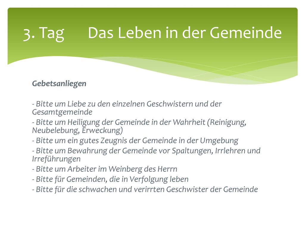 3. Tag Das Leben in der Gemeinde